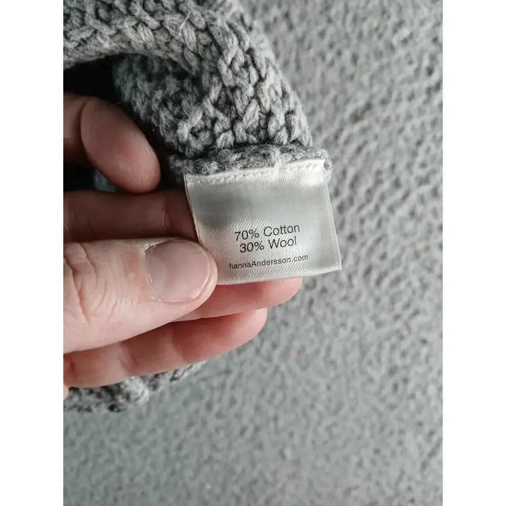 Hanna Andersson Sweater 80 US 18-24 Months Gray Knit Nordic Wool Blend Pullover